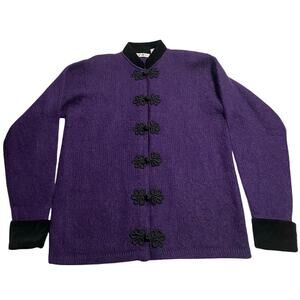 VTG C. Webb & Co. Button Cardigan Sweater Knit Mohair Wool Womens Medium Purple